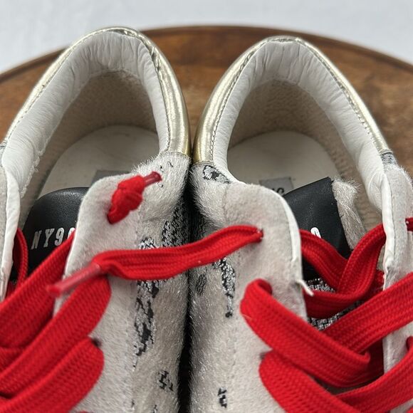 Steve Madden Shoes Wm 10 M Philosophy Lace Up Star Houndstooth Metallic Gold - Picture 10 of 13